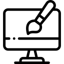 Computer monitor and paintbrush icon representing professional website design for local businesses